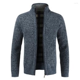 Men's Sweaters Autumn Winter Warm Cardigan Men Fleece Zipper Jackets Mens Slim Fit Knitted Sweatercoat Thick Sweater Coat