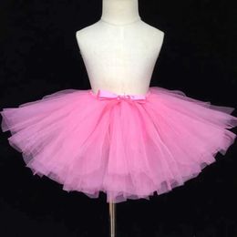 Skirts Cute Baby Pink Tutu Skirt Girls Fluffy Tulle Skirts Ballet Dance Pettiskirt Tutus with Ribbon Bow Children Party Costume Skirts Y240522