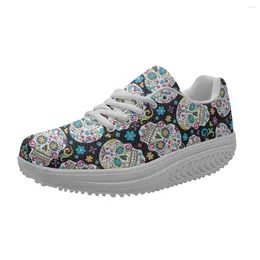 Casual Shoes Halloween Decoration Cute Skull Flower Ladies Spring And Autumn Sneakers Brand Design Lace Up Running Zapatillas De Mujer