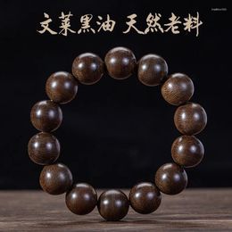 Link Bracelets Authentic Brunei Black Oil Kyara108Natural Agarwood Bracelet Old Materials Round Beads Men's And Women's Multi-Circle