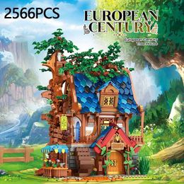 Blocks 2566PCS Tree House Building Medieval European City Street View Series Model Bricks Toys For ldrens Birthday Gifts H240522