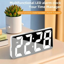 Latest Digital Clock LED Alarm Bedroom Electronic Desktop With Temperature Display Adjustable Brightness 1224 Hours 240514