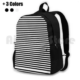 Backpack Black And White Simple Stripe Outdoor Hiking Riding Climbing Sports Bag Horizontal Background Striped