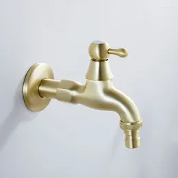 Bathroom Sink Faucets Brushed Gold Washing Machine Faucet Brass Single Cold Outdoor Tap Garden Bibcock