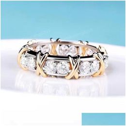 Wedding Rings Fashion Designer Ring Engagement For Women Luxury Jewellery 925 Sterling Sier Rose Gold Cross Diamond Jewel Designers Dro Otixd