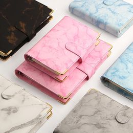 Macaron Marble Colour A5 A6 6Ring Binder PU Clip-on Notebook Leather Loose Leaf Notebook Cover Notebooks Journal Stationery 240521