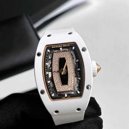 Swiss Watch Richamills Womens Watches Milles Rm Wristwatch Rm0701 White Ceramic Black Lip Automatic Mechanical Womens rr