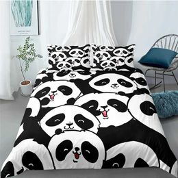 Bedding sets Cartoon Cute Panda Sets Child Kids Covers Boys Creative Bed Duvet Cover with case for Teens King Size Set H240521 EAPD