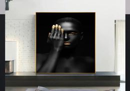 Sexy African Black Gold Woman Pictures Canvas Prints Decorative Painting Wall Art For Living Room Posters NO FRAME1369682