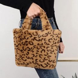 Shoulder Bags Chain Large Plush Handbag Cute Fashion Crossbody Bag Female Leopard Messenger Soft Warm Fur