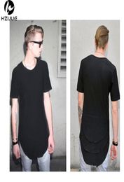 Extended T shirt Mens Fishtail Multi Fold Curved Hem Side Zipper Short Sleeve Longline Hip Hop WEST tees tops for male54576692928577