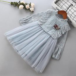 Girl Dresses Melario 2-6 Years Spring Autumn Dress 2024 Lace Chiffon Floral Draped Ruched Kid Children Clothing Princess