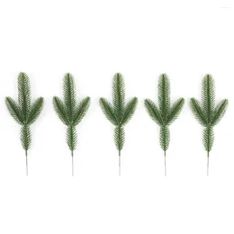 Decorative Flowers 24 Pieces Artificial Pine Needle Christmas Plant Branch Fireplace Wreath Garland Ornament Holiday Bouquet Pography