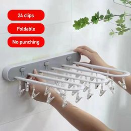 Hangers Folding Drying Wall Hanger Rack Underwear Socks Multi-Functional Clothespin Household Laundry Multi Clip