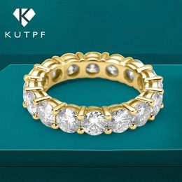 2.2 CT Rings for Women Men 925 Sterling Silver Plated 18k Yellow Gold Diamond Engagement Ring Wedding Band 240509
