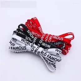 Shoe Parts Coolstring 7MM "WORLD FAMOUS" Silk Screen Letter Printing Laces Red/White/Black For Casual Canvas Running Sport Flat Cords