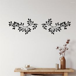 Decorative Figurines 2pcs Vine Line Art Wall Decor Tree Leaves Black Metal Ornament For Living Room Kitchen Bathroom