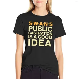 Women's Polos SWANS T-shirt - Public Castration Is A Good Idea Band Shirt Industrial NYC Shir