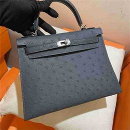 Kelis High End Quality Ostrich Leather Bags 25cm real shoulder manyqq6HHF