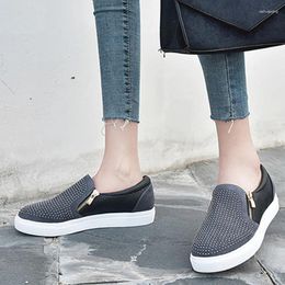 Fitness Shoes Women Crystal 2024 Ladies Loafers On Flats Casual Women's Fashion Zip Sneakers Woman Slip Leather Female Plus Size