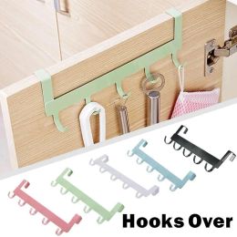 1Pc Hooks Over The Door 5 Hooks Home Bathroom Organiser Rack Clothes Coat Hat Towel Hanger Bathroom Kitchen Accessories