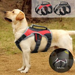 Dog Collars Leashes Reflective Harness Large Dogs Halter Pet Mesh Vest With Lift Quick Control Handle For Labrador Husky Walking H240522