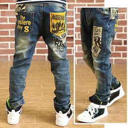 Ienens Boys Child Denim Long Pants Spring Autumn Rous 4-11 anos Crianças Calças casuais Jeans de garoto Longo L2405