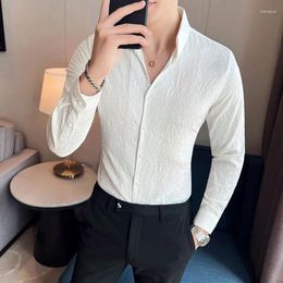 Men's Casual Shirts Fine-style V-neck Fashion Light Luxury Shirt Trend Strip Personality Slim-fit Long Sleeve Youth