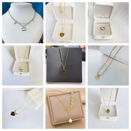 Never Gold Plated Fading 14K 20style Brand Designer Pendants Necklaces Stainless Steel Letter Choker Pendant Necklace Jewellery Accessorie