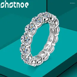 Cluster Rings SHSTONE 5mm 7ct D Color Moissanite Ring 925 Sliver Wedding Band Eternity Engagement For Women