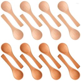 Spoons 200 Pieces Of Small Wooden Spoon Mini Natural Wood Honey Teaspoon For Kitchen (Mixed Color)