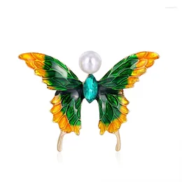 Brooches Jewellery Artificial Pearl Butterfly Brooch Adorable Wedding Crystal Rhinestone Women's Dress Pin With Cartoon