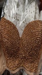 Plus Size High quality Handmade Pearls Jewel Diamond beading Women039s Sexy Bustier Bra Cropped sling Top Vest Bra bling 220327475622