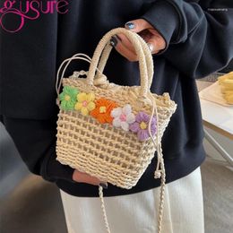 Evening Bags Gusure Straw Woven Basket Women Crossbody Shoulder Bag Small Handbag Summer Beach Female Travel Hollow Knitted Shopper Totes