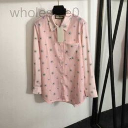 Women's Blouses & Shirts designer 2024 Spring/Summer Dopamine New Sweet Wear Small Daisy Flower Print Long sleeved Striped Shirt UDFU