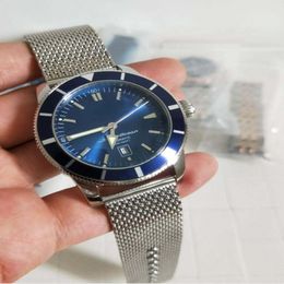 Limited EditionBreilt Auto Wrist Aeromarine watch 46mm blue Dial Ceramic bezel Stainless Band High quality mens watches 189V