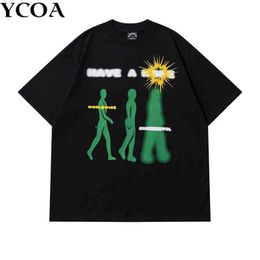 Men's T-Shirts Large Y2k Mens Funny Cotton T-shirt Retro O-Neck Harajuku Gothic Fashion Portrait Short Sleeve Street Clothing Q240521