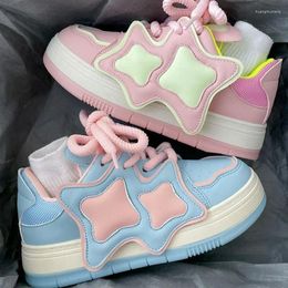 Casual Shoes Pink Blue Platform Sneakers Women Kawaii Sports Tennis Female Flats Vintage Chunky Footwear Korean Cute