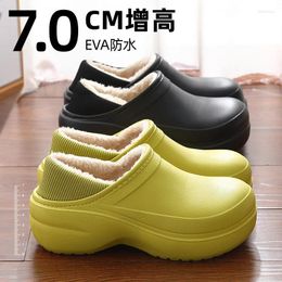 Slippers Platform Winter Women Wedges Shoe Outdoor Round Toe Thick Street Waterproof Slide Flip Flops Plush