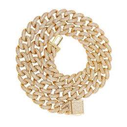 Designer Cuban Link Chain Chains High Quality Mens Choker Cuban Link Chain Necklace Curb Chains Necklaces for Boyfriend 18k Real Gold Bling Cz Cubic Zirconia Stone Pa