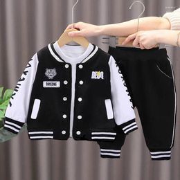 Clothing Sets 1-4 Years Baby Boys Set Patchwork Cartoon Tigerripe Letter Print Coat Pants 2Pcs Sports Suit For Kids Casual Outfit