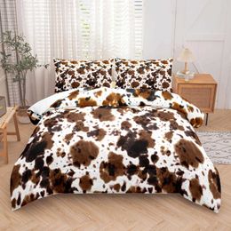 Bedding sets Cow Print Duvet Cover Twin Size 3 Pieces Set with 2 cases Black and White Comforter Bedroom Decor H240521 SQOO