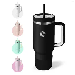 Water Bottles FEIJIAN 40oz Tumbler With Handle Straw Lids Stainless Steel Coffee Cup Car Mugs Double Wall Thermal Iced Travel