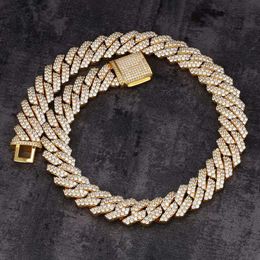 S 20Mm Western Style Mens Sier Cuban Chain Necklace Moissanite Hip Hop Jewelry