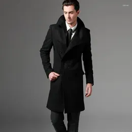 Men's Trench Coats Autumn Winter Top Quality Mens Fashion Casual Single Breasted Long Coat Jacket Woollen Overcoat British Style 2XL 3XL