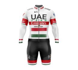 2021 UAE Cycling Skinsuit Triathlon Suit Men039s Long Sleeve Leotard Jumpsuit3968984