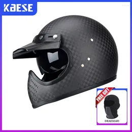 Motorcycle Helmets Carbon Fibre Retro Full Face Helmet Light Off-road Casco De Moto Accesorios Motorbike Adult