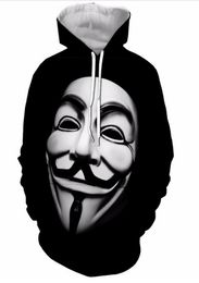 New Fashion Couples Men Women Unisex HD Vendetta Mask Hacker Funny 3D Print Hoodies Sweatshirt Jacket Pullover Tops RW0305493671