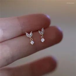 Stud Earrings S925 Sterling Silver Electroplated 14k Gold Exquisite Butterfly Zircon For Women Personality Versatile Jewelry