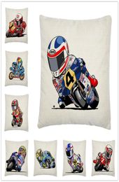 Motorcycle race cartoon pattern Soft Short PlushLinen Cushion Cover Pillow Case for Home Sofa Car Decor Pillowcase9878724